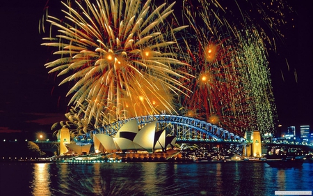 Sydney Opera Fireworks - sydney, opera, harbour, fireworks, australia