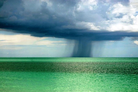 South Pacific Storm - storm, clouds, blue, green, pacific, rain, ocean