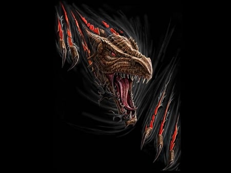 Dark Dragon - teeth, black, dark, deadly, beast, dragon