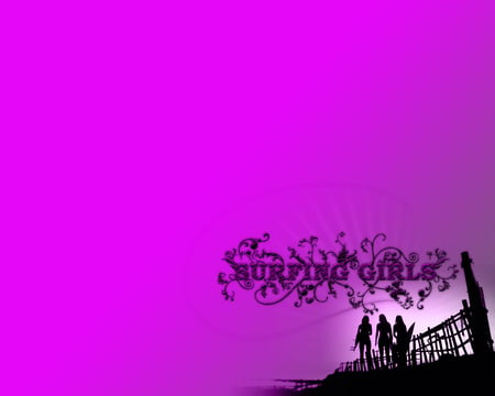 Surfing Girls! - surfing girls wallpaper, surfing girls, purple wallpaper, wallpaper