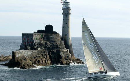 SAILING VESSEL - lighthouse, boats, sea, sailboats