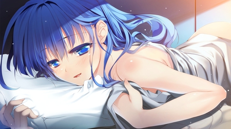 Sexy anime girl - bed, sexy, hot, lovely, cg, game, sweet, blush, cute