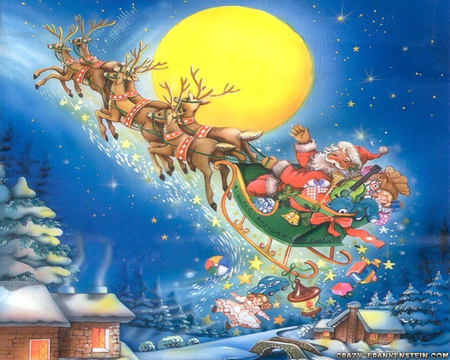 MAGICAL NIGHTS - santa, derr, sleigh, magical, night