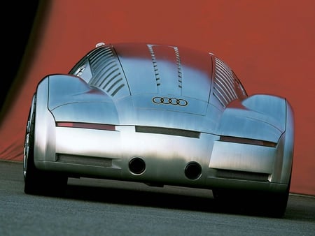 audi concept car - two seater, front engine, lights, silver