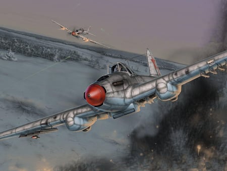 Russian Sturmovik - airplane, sturmovik, ilyushin, il2, russian, plane, il-2, drawing, ww2, painting, art, wwii