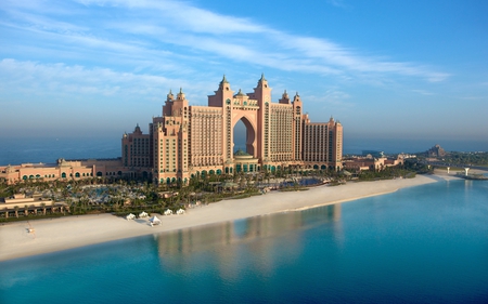 Beautiful Dubai Atlantis - nice, beaches, sky, beach, water, hotel, dubai, oceans, clouds, the burj al arab, atlantis the palm, architecture, oriental, dubai hotel, atlantis, building, united arab emirates, wallpaper, palm, buildings, nature, cityscapes, luxury hotel, beautiful, new