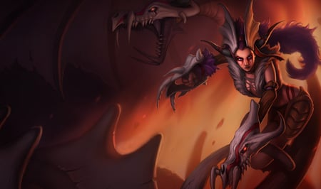 Shyvana Boneclaw - skin, drake, lol, claw, armor, dragon, fire, red, champion, game, hot, girl, heroes, flame, legends, armour, league, scale, woman, bone, raptile, sexy, hero, character, gloves