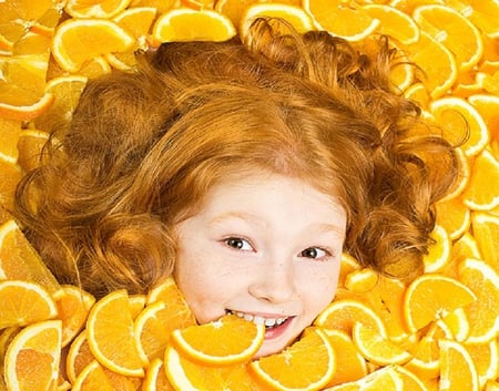 Pure orange - yellow, funny, brown, girl, cute, nice, orange, hair