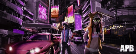 Let's party - male, sexy, building, female, girl, hat, night, car, city, anime