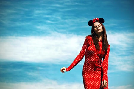 polka dots - red, model, nice, polka, dots, lovely, beach, female