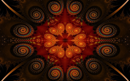 Colorful Fractal - fractal, art, abstract, red, blue, orange, digital