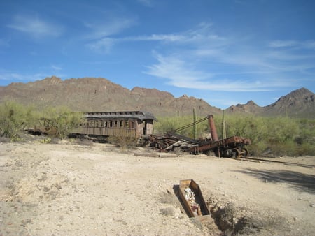 Ghost Train - arizona, train, mountains, desert