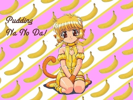 Pudding Na No Da! - pudding, mew mew pudding, banana, tokyo mew mew, other, mew mew power, stripes, anime, monkey