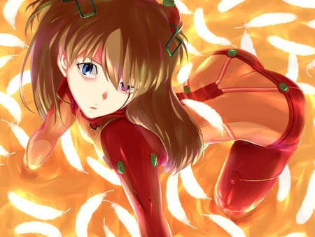 Asuka - feathers, langley, suit, neon genesis