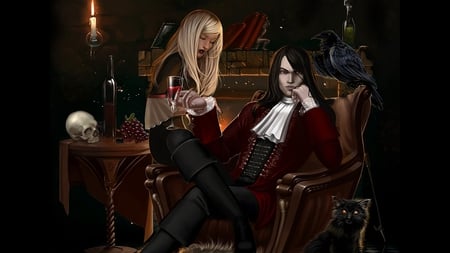 Vampire and his lady - blood, lady, vampire, hisorical