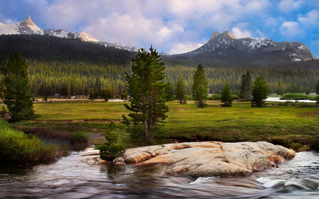 Grand View - sky, trees, mountain, grass