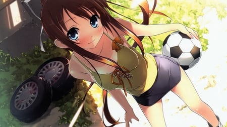 Anime Girl - anime, ball, cute, soccer