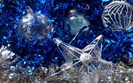 Only blue glow ~â™¥~ - love, tinsel, peace, light, fashion, sparkle, christmas, entertainment, balls, star, forever, decorations, blue, believe, hope