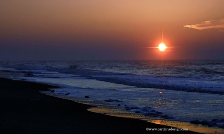 The beach at sunset