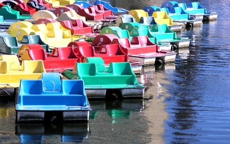 Paddle Boats - lake, paddle, photography, 3d, boats, abstract, colorful