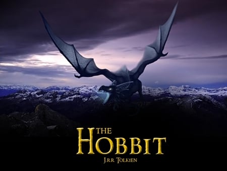 The Hobbit - mountains, blue sky, sun, wings, sky, clouds, movie, dragon, deadly, snow