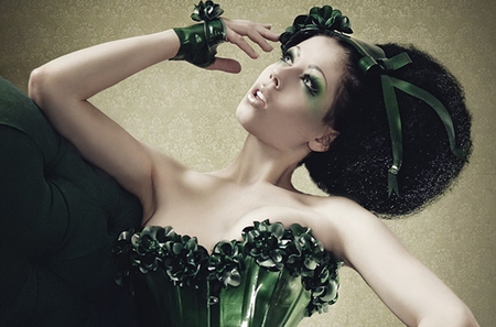 Woman in green - woman, green, beautiful, model