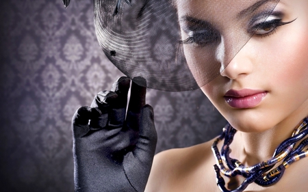 ISN'T SHE BEAUTIFUL?! - face, eye lashes, eyelids, necklace, glove