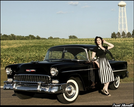 1955-Chevy-Bel-Air - black, bowtie, gm, model