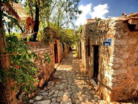 old datca poet street,turkey - datca, old, street, turkey, house