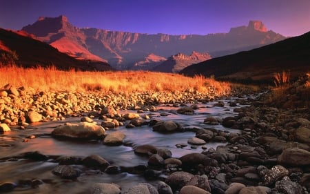 Mountains - mountains, rocky, river