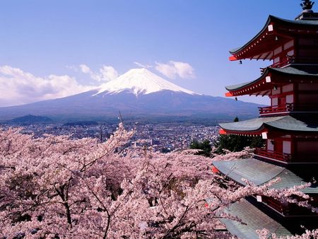 small recess of Japan - hill, city, trees