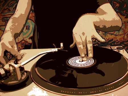 The DJ Spins - abstract, disc jockey, record, music, dj, other