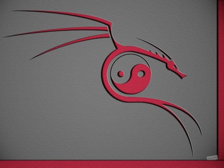 Dragon Yin Yang - abstract, yang, grey, red, 3d and cg, dragon, yin