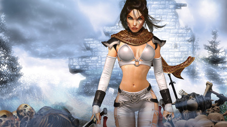 White Warrior Girl II - warrior girl, female warrior, white girl, fantasy girl, sexy, woman fighter