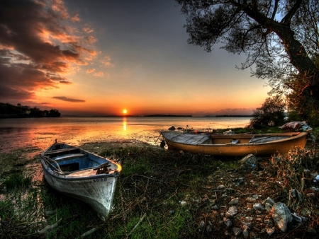 lake in summer - summer, lake, sunset, turkey