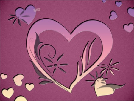 Hearts And More Hearts - abstract, purple, mauve, lavennder, love, pink, hearts