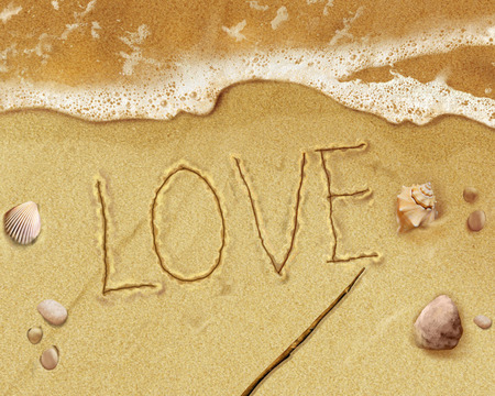 beach love - word, love, hd, beach, design, summer, creative