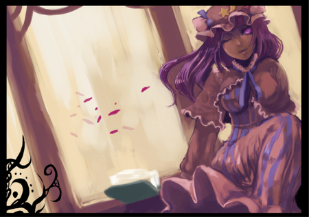 Patchouli Knowledge - anime, anime girl, touhou, book, dress, girl, patchouli knowledge