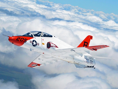 T45 Goshawk - t-45, trainer, sky, t45, bae, jet, plane, airplane, hawk, goshawk, clouds