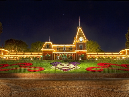 christmas-at-disneyland - abstract, landscape, dark, beautiful, night, dreamy, christmas, lights