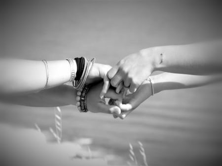 4ever - black and white, hands, love, friend