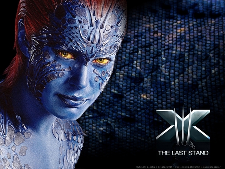 mystique - yellow eyes, the last stand, redhead, x-men, mutant, blue, mystique, xmen, busty