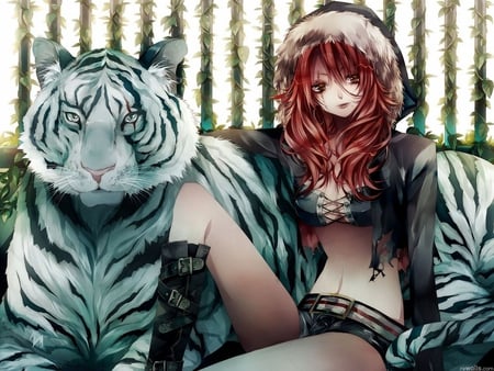 elf d'egre - elf, tigre, girl, white