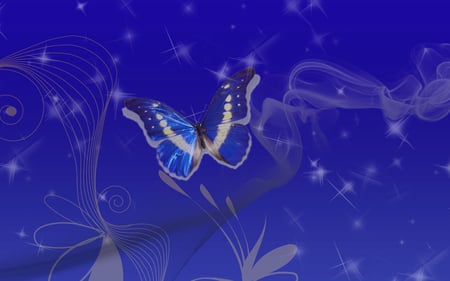 ❀  blue butterfly ❀ - own, butterfly, blue, wallpaper