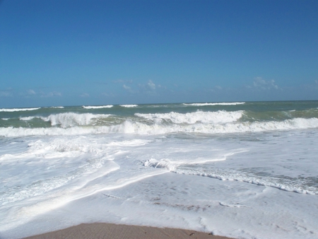 Atlantic Ocean 1 - white, water, blue, waves, ocean, sand, sky