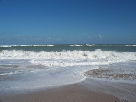 Atlantic Ocean 2 - white, sky, ocean, beach, blue, water, sand, waves