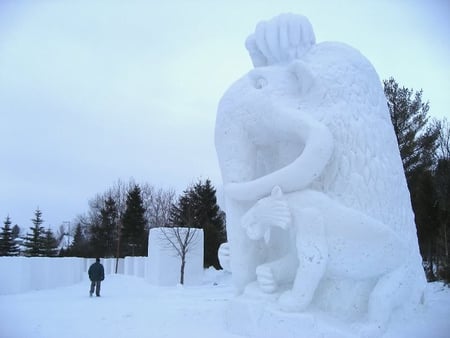 Snow Figures - figure, elephant, tiger, snow