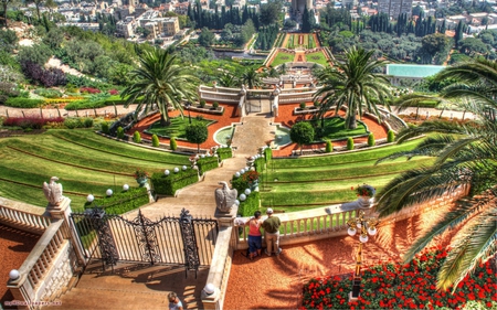 Bahai gardens - garden, landscape, path, vista