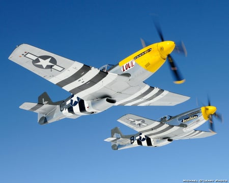 P51 Formation - geraldine, north, ww2, american, plane, airplane, p51, iv, wwii, p-51, mustange, lou