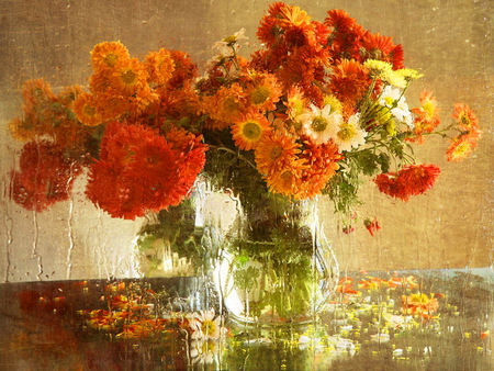 Still life - pretty, vase, delicate, beautiful, lovely, still life, orange, harmony, flowers, nice